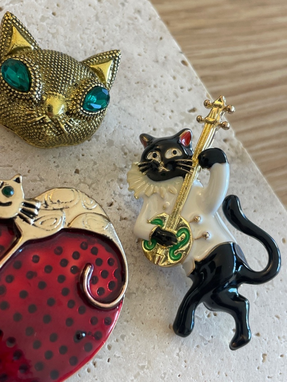 Cat Brooch Bundle Black Cat Heart Whimsical Coquette Cute Animal Jewelry Set - Picture 4 of 7
